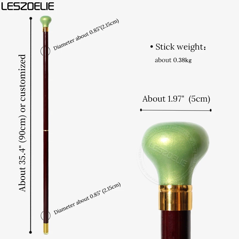 Pearl Mint Green Resin Handle Walking Cane Elegant Detachable Burgundy Red Beech Wood Walking Stick for Men And Women