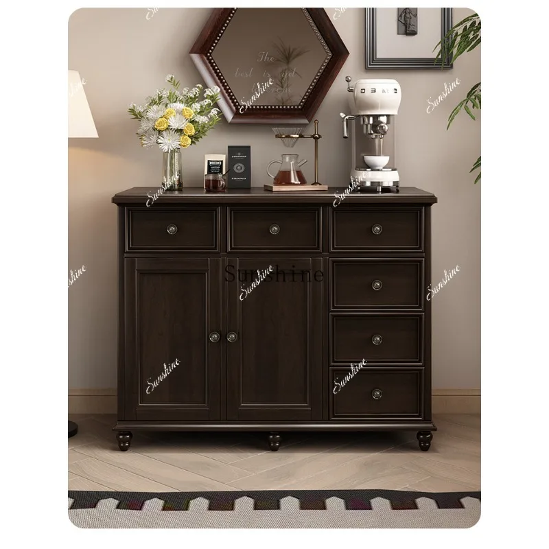 American retro pure solid wood four-door side cabinet kitchen cupboard  FT