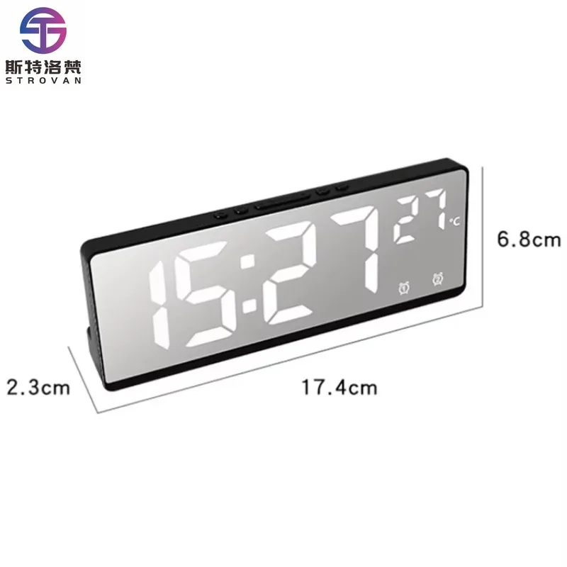 

LED Digital Display Multifunctional Electronic Clock Desktop Temperature Mirror Alarm Clock