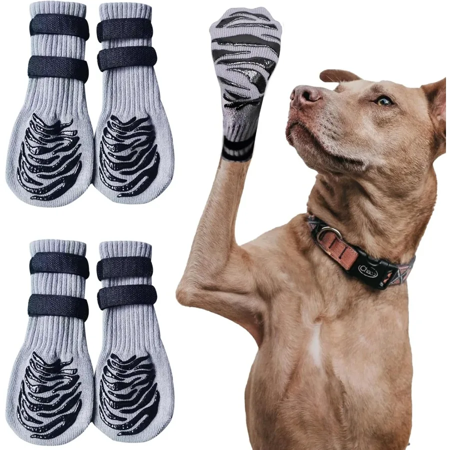 جوارب للكلاب مضادة للانزلاق مع أشرطة قابلة للتعديل مناسبة للأرضيات الصلبة والأرصيف الباردة الدافئة المضادة لللعق ومضادة للانزلاق المثالية