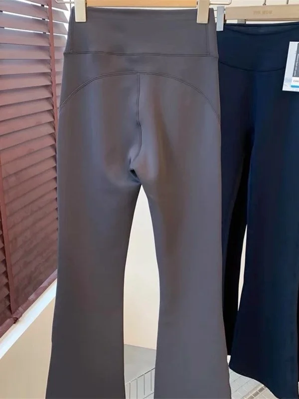 Spodnie do jogi bootcut z wysokim stanem, ciężkie, 450g, o fakturze chmurki, z wysoką elastycznością, ciepłe na zimę, z wysokim stanem, dzwonkowe nogawki, damskie.