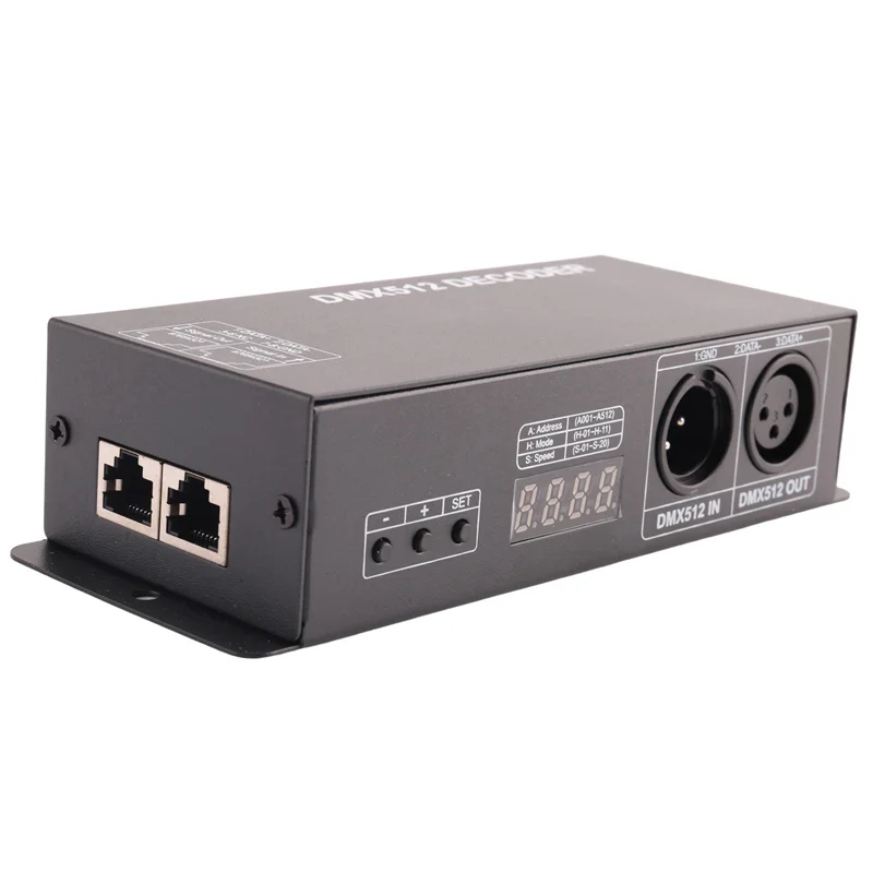 

4X Dmx 512, декодер цифрового дисплея, драйвер затемнения, контроллер Dmx512 для светодиодной ленты Rgbw, Rj45 Connection-Y47A