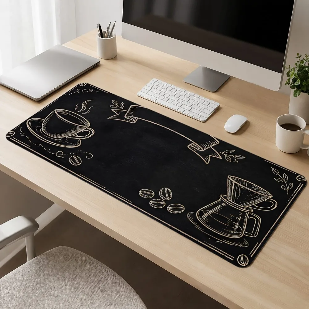 Chalk coffee line art, anti-slip base layer, desk, home office, game accessories, desktop accessories alfombrillas gaming
