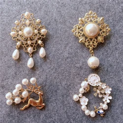 Vintage Fawn Pearl Coat Pin Cardigan Buckle Brooch Woman Hat Coat Brooches Accessories