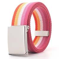 Ceinture rayée arc-en-ciel unisexe, 3.8cm x 120cm, Design de marque de luxe, ceinture Slim de haute qualité, mode Jeans décontractés, accessoires pour robe 5