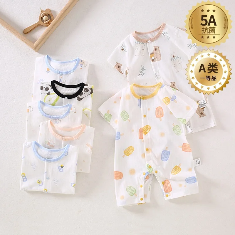 

Breathable Cotton Baby Jumpsuits, Summer Short Sleeve Bodysuit for Newborn Infant Boys Girls Rompers Soft One-Piece Romper