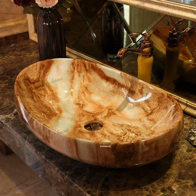 PG Household Bathroom Sinks Contemporary High-end Ceramic Countertop Washbasins Hotel Art Basin Balcony Small Washing Sink GM