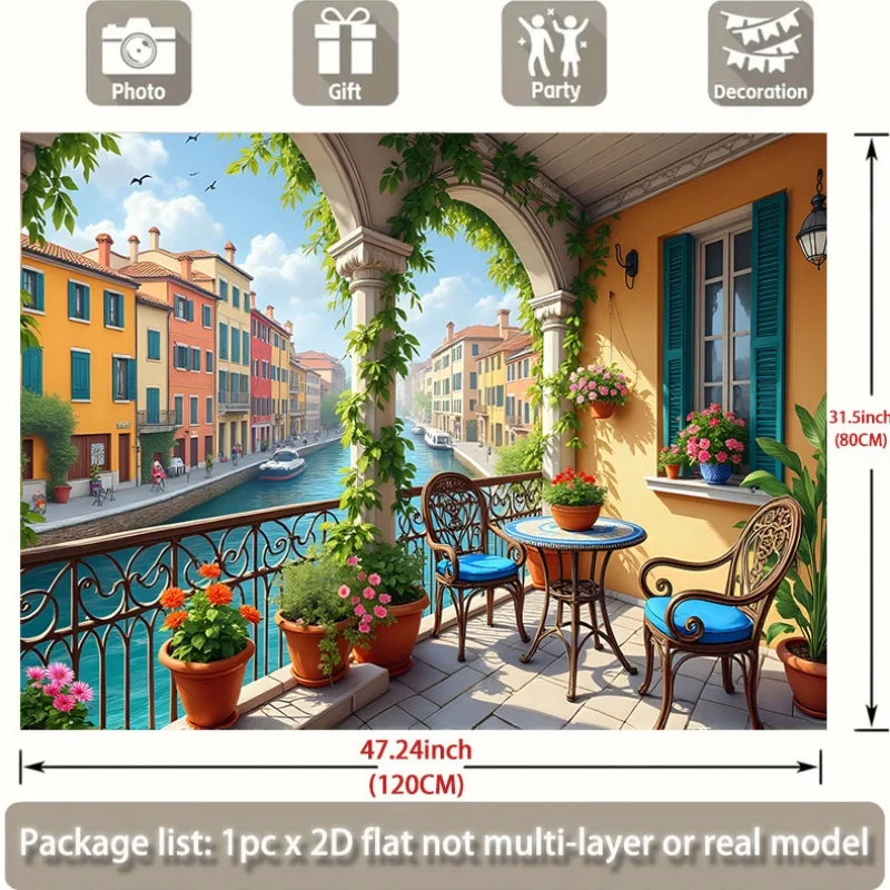 Luxury Mediterranean Venice Canal Tapestry Wall Hanging European Italian Street Scene Art Mural Vintage Travel Home Decor Decora
