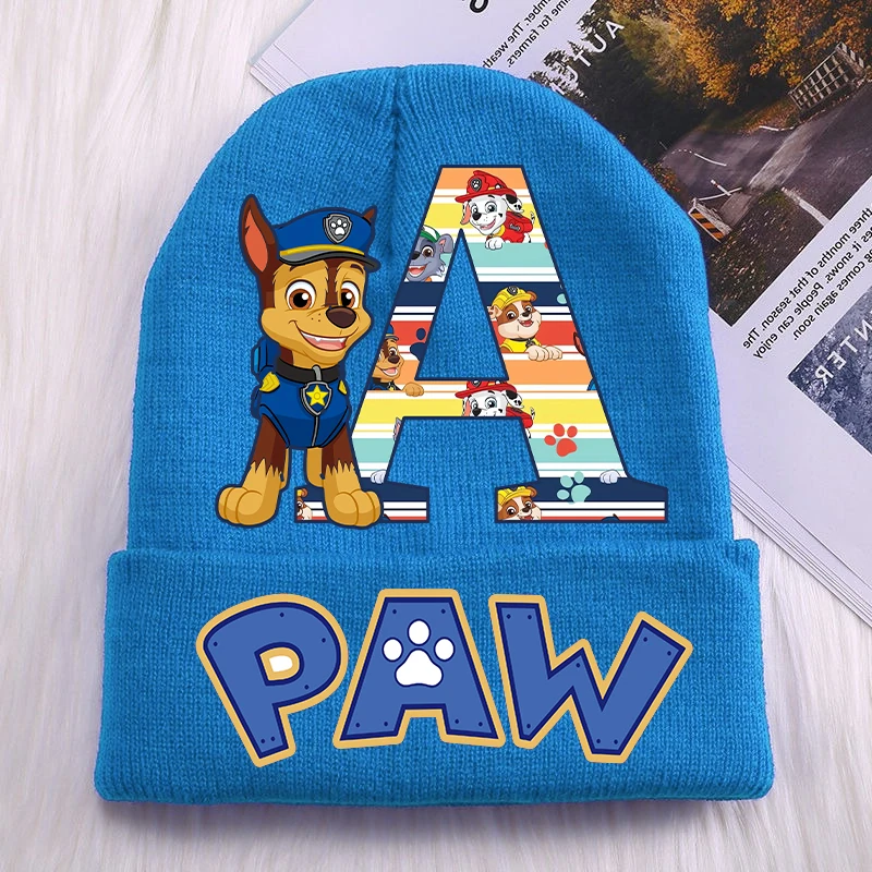 New Paw Patrol Boys Knitted Hats Baby Cap Kids Cartoon Letter Beanie Winter Outdoors Sports Warm Woolen Cap Children Gifts