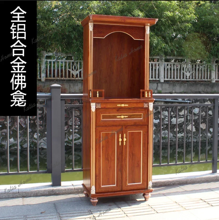 FG  Full Aluminum Alloy Buddha Shrine Statue Altar Household Guanyin God Of Wealth Worship Table