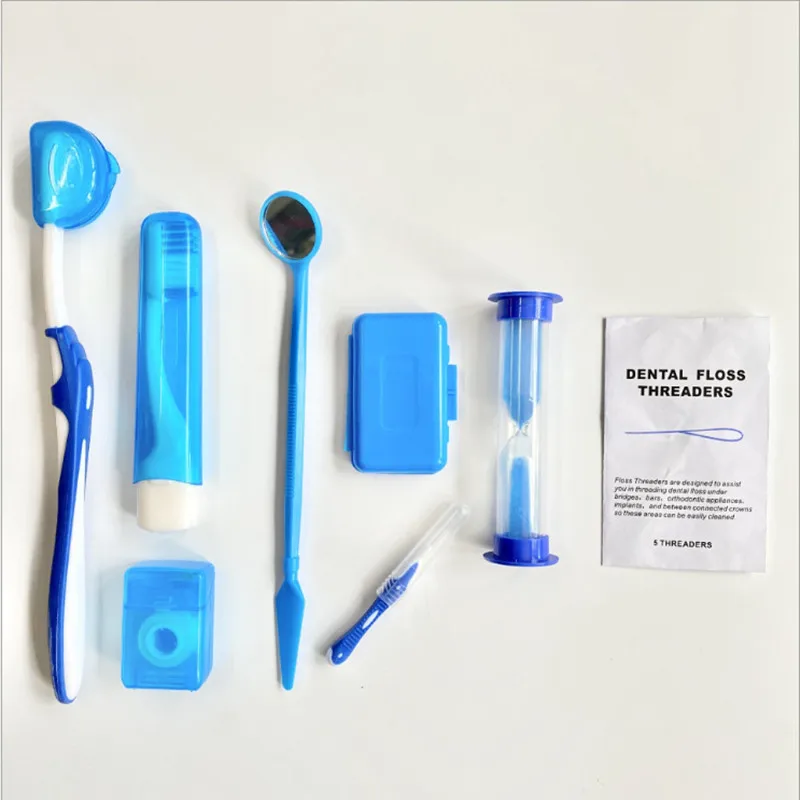 Kit de cuidado bucal para ortodoncia, cepillo de dientes Interdental con espejo, herramientas de blanqueamiento Dental, 8 unidades por Set