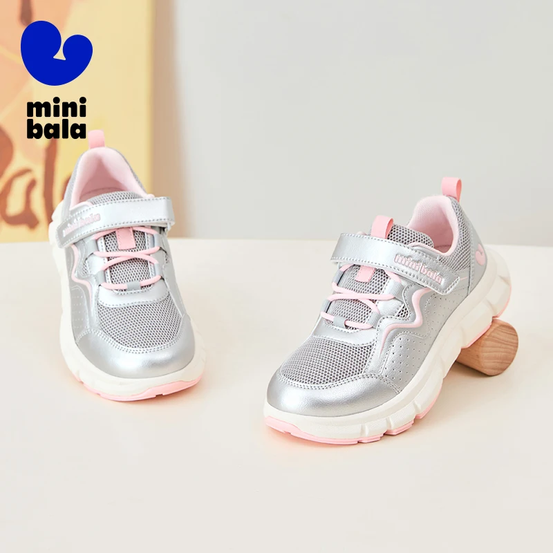 Mini Bala Unisex Kids Sports Shoes Running Shoes Breathable Anti-slip Bacteria-inhibiting Insole Mesh Shoes Velcro-fastened