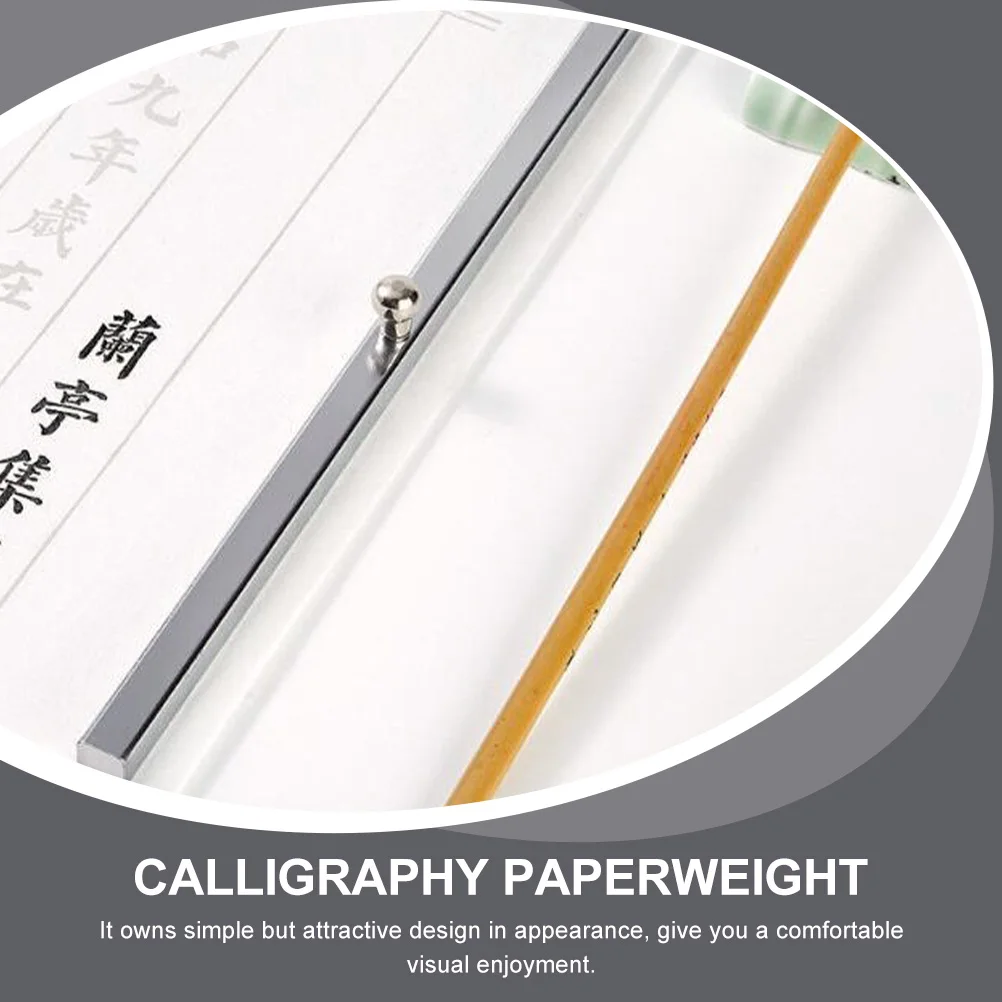 

Premium Stainless Steel Calligraphy Paperweight White Iron Ruler Decor Corrosion Resistant Easy Clean for Home