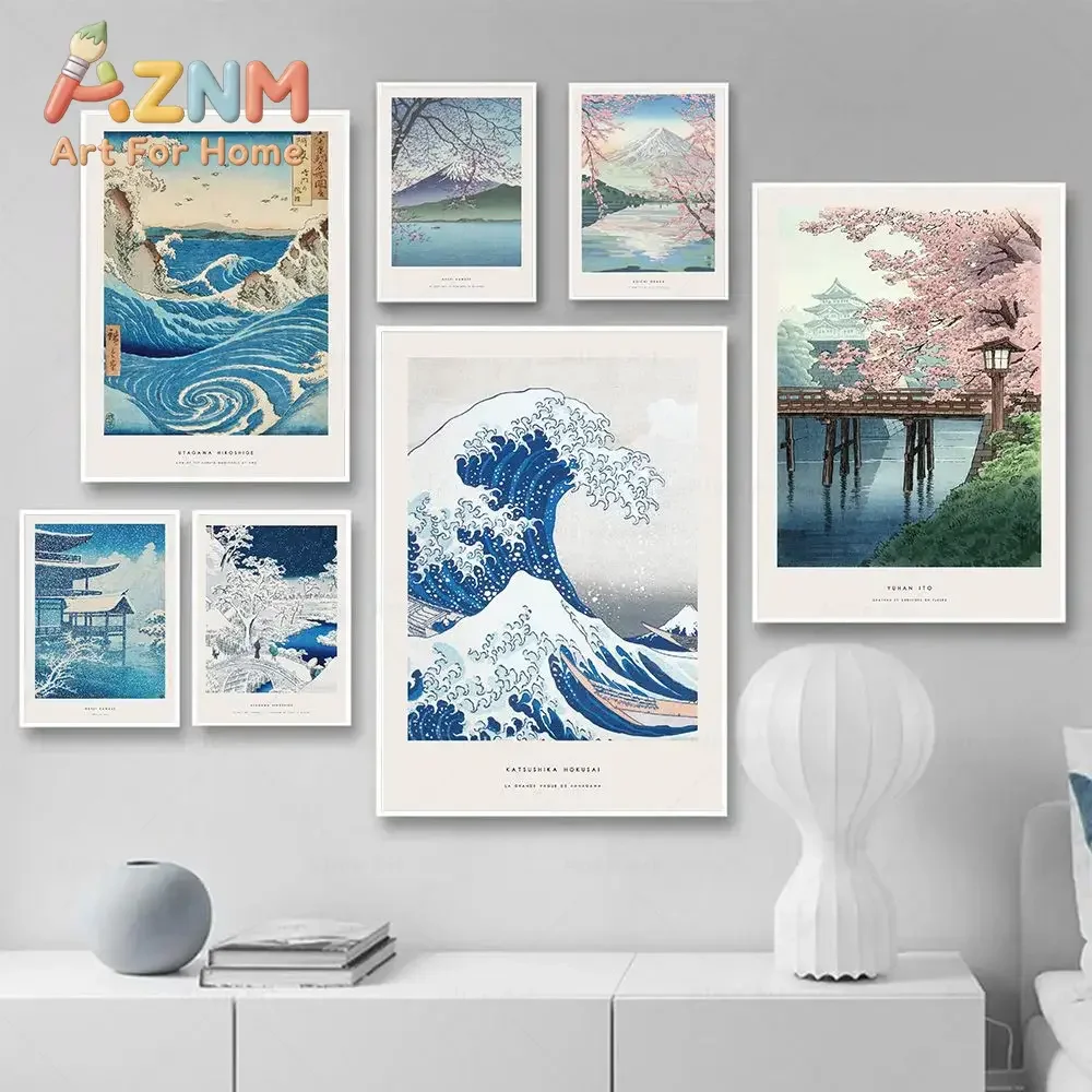 Hokusai Ohara Koson Japan Style Wave Wall Art Canvas Painting Nordic Posters And Prints Wall Pictures For Living Room Home De