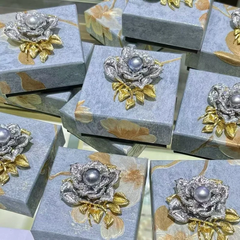 

Ювелирные изделия SGARIT, женская брошь, булавка из натурального таитянского жемчуга, стерлинговое серебро 925, серая роза, высококачественные аксессуары