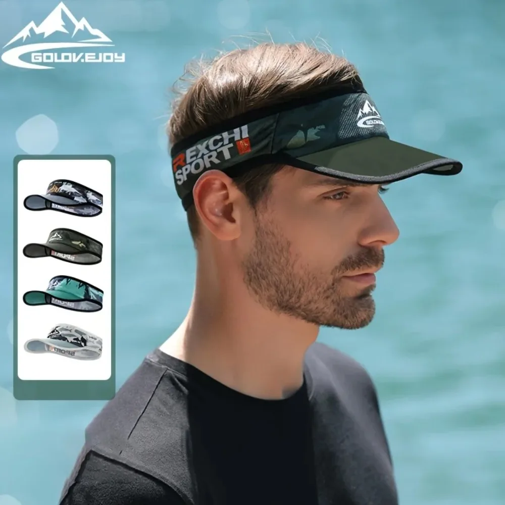 Fashion Lightweight Sports Visor Men Summer Outdoor Running Cycling Hat Breathable Sweat Wicking Quick Dry Adjustable Headwear