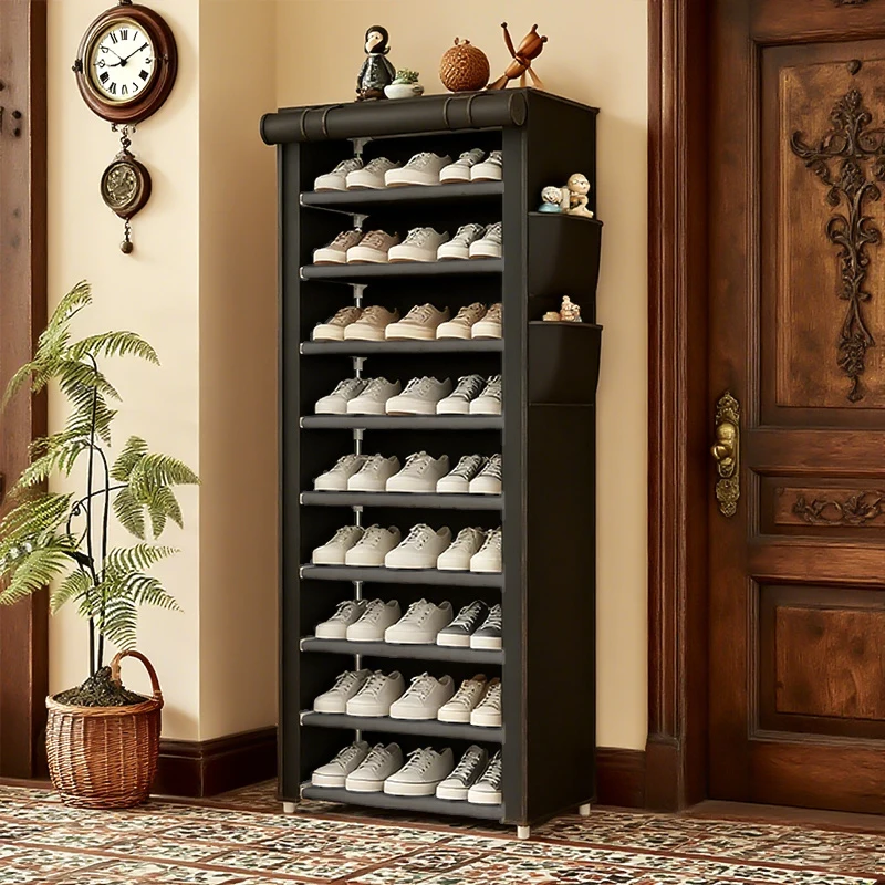 9-Tier Shoe Cabinet with Dust Cover, Multifunctional Shoe Cabinet for Hallways, Living Rooms, Dormitories, Home Bedrooms, Entryways, and Outside the Door, for Storing Combs, Keys, and Accommodating Multiple Pairs of Shoes Comes with 2 Storage Bags