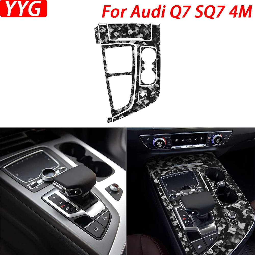 

For Audi Q7 SQ7 4M 2016-2019 Forged Carbon Fiber Console Gear Shift Panel Trim Cover Car Interior Decoration Accessories Sticker