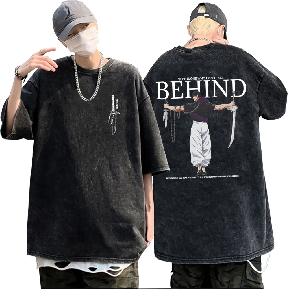 

Washed Vintage Anime Jujutsu Fushiguro Toji To The One Who Lfft It All Behind T Shirt Men Women Casual Cotton Oversized T-shirt