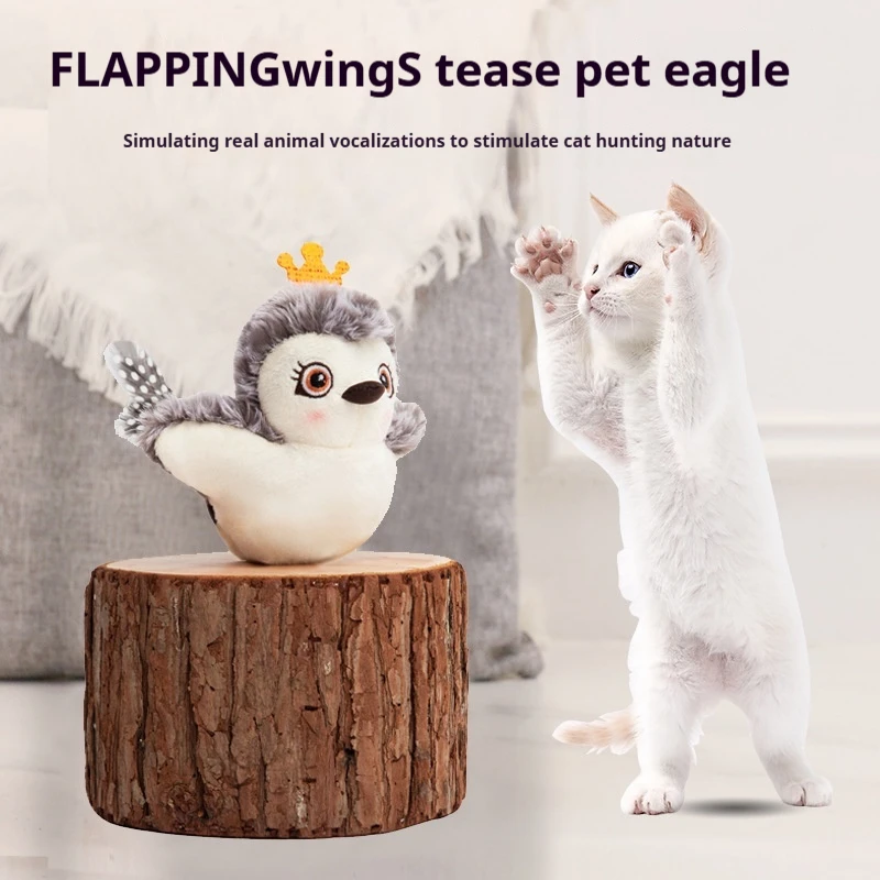 Cat Chew Toys Teasing Pet Bird Owl Remote Control Switch Catnip Included Cat Supplies