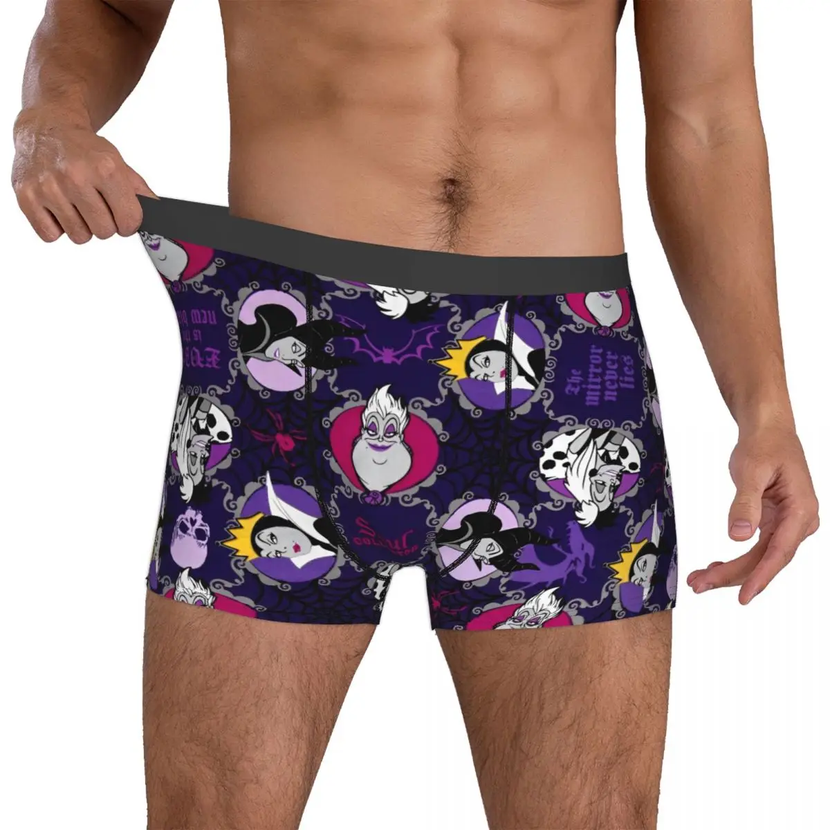 Man's Boxer Briefs Villains Cartoon Boxers Pants Soft Underpants Maleficent The Evil Queen Funny