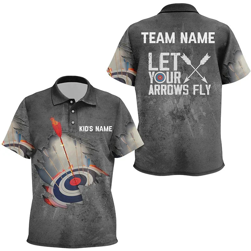 Trend Archery Polo Shirt For Men Personalized Custom Name Team Name 3D Printed Sports Tees Casual Loose Breathable Team Uniforms