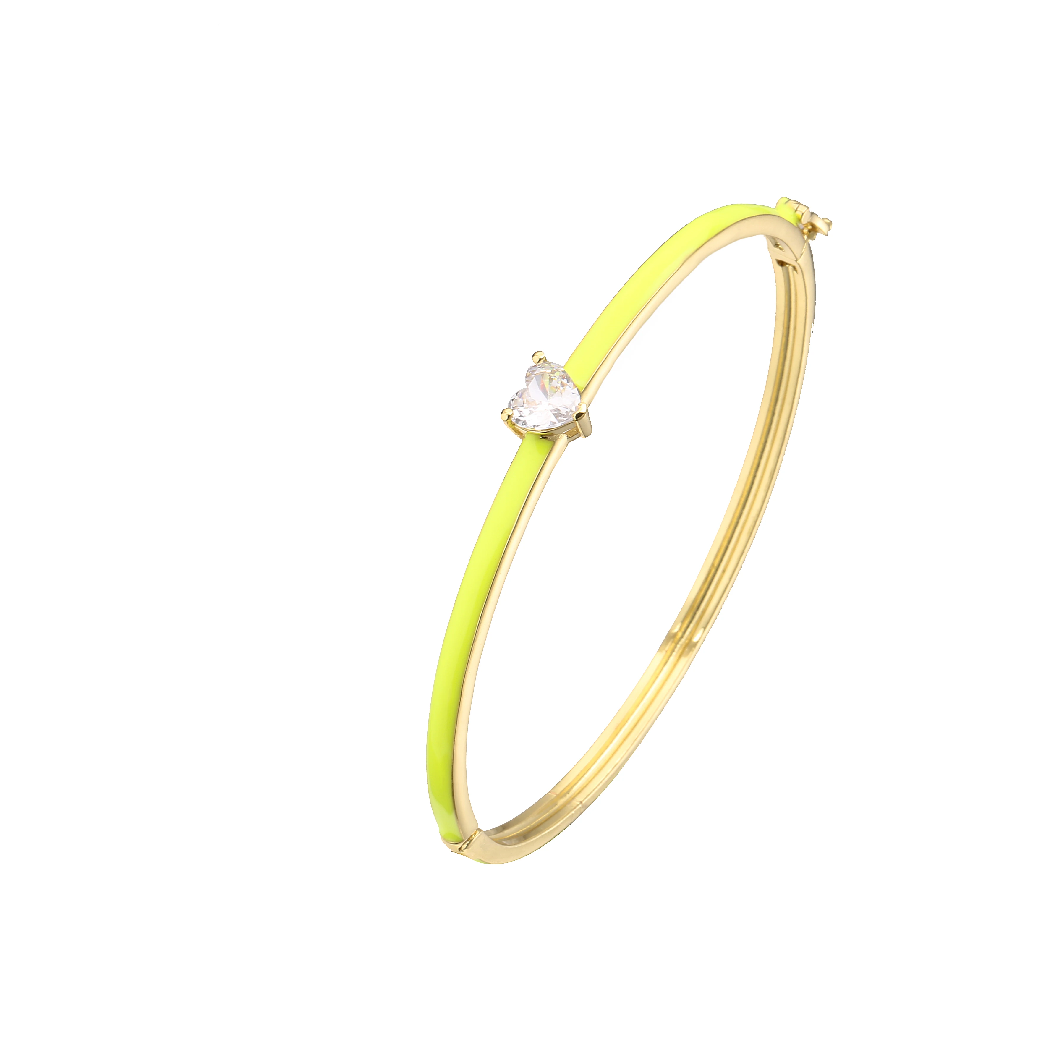 HECHENG, Love Heart Bangle Candy Bracelet for Women Rose Neon Green Enamel Bracelet, Gold Color Infinity Jewelry wholesale