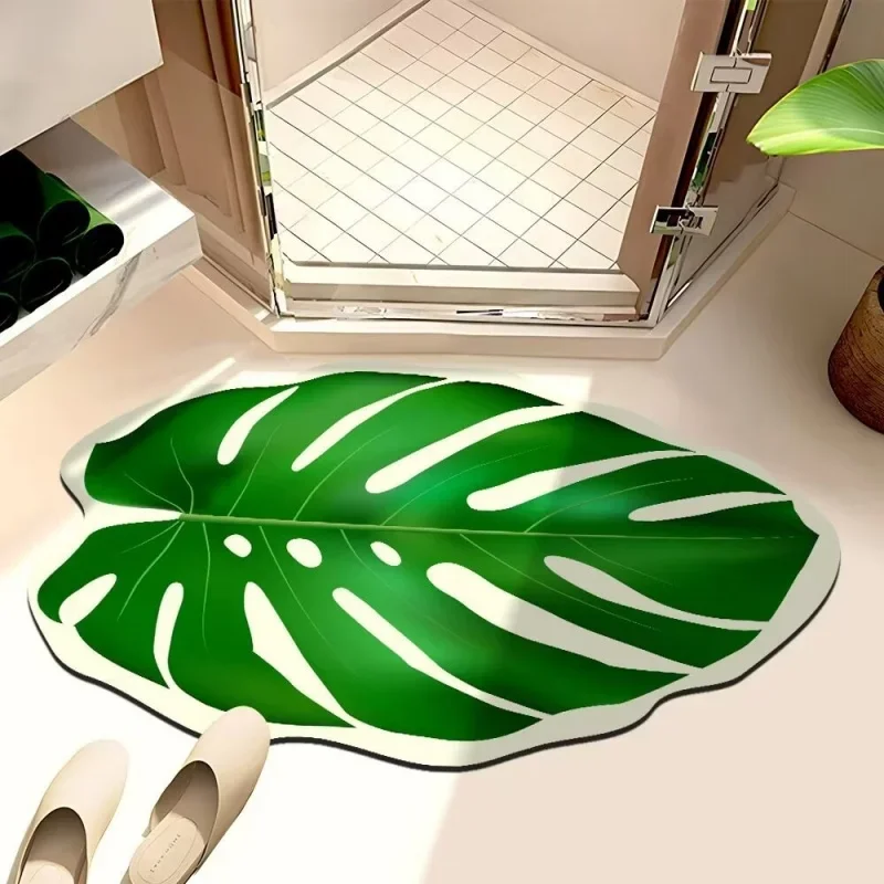 

Leaf Shape Foot Mat Bathroom Fast Drying Floor Mat Shower Tub Soft Carpet Door Mat House Entrance Anti-Slip Rug