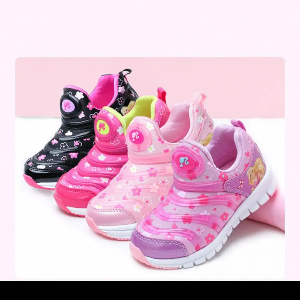 Barbie Children\'s Shoes Kawaii New Boys Girls Sports Shoes Soft Bottom Breathable Sports Sneakers Non Slip Kids Running Shoes