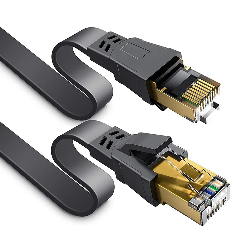 CAT8 Ethernet Cable  High Speed, Shielded Flat Internet Cable, Weatherproof S/FTP UV Resistant for Router/Gaming/Modem
