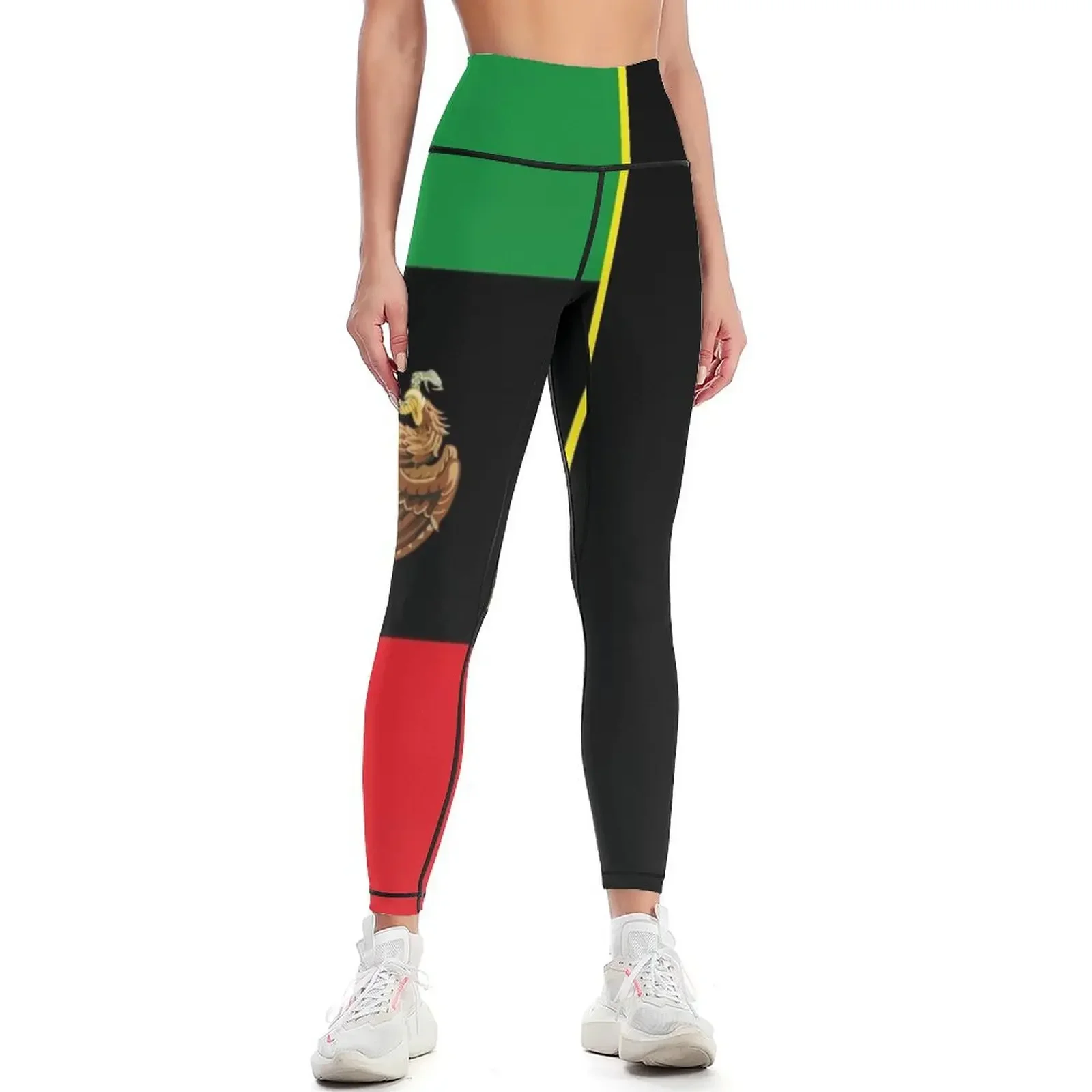 

Afro Mexican Flag Leggings Tight fitting woman Sports female for girls Women sports Womens Leggings