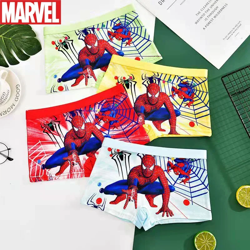 4 Random 1 Marvel Spiderman Anime Figure Children's Polyester Underwear Boys Boxers Superhero Shorts Dress Up Clothing Gifts