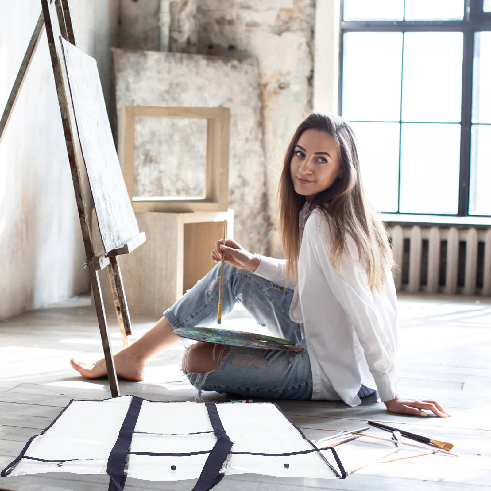 حقيبة رسم كبيرة من مادة عالية الجودة، حامل لوحة رسم محمول، منظم حزام سميك لفناني الأعمال الفنية