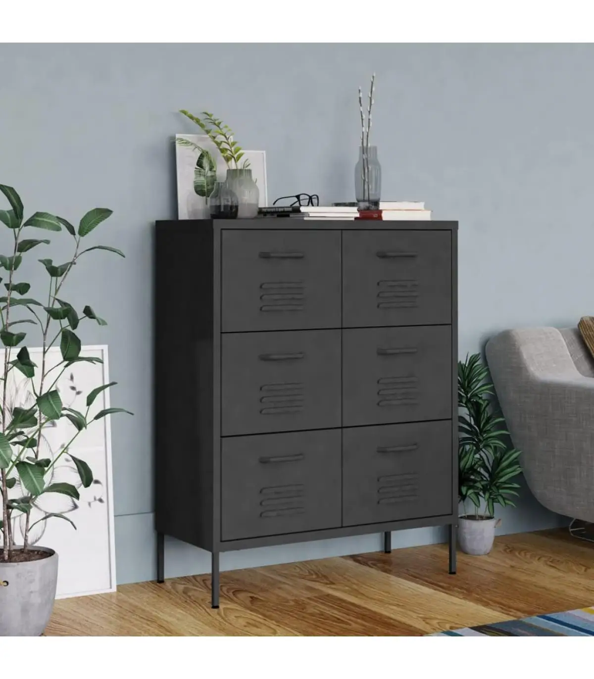 Storage lockers and cabinets storage cabinet anthracite gray 80x35x101,5 cm steel