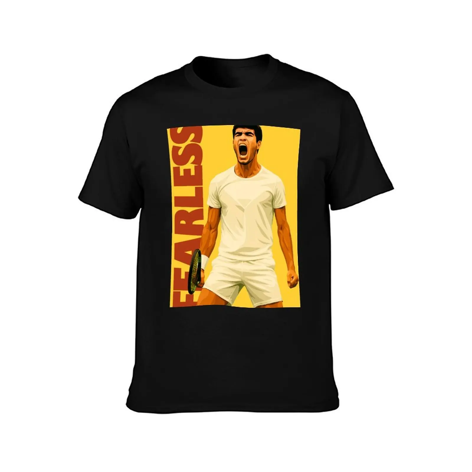 Alcaraz – Fearless Power Illustration-Style Tennis T-Shirt, Summer Casual Cotton Tee, Oversized Streetwear Tops, 100% Cotton