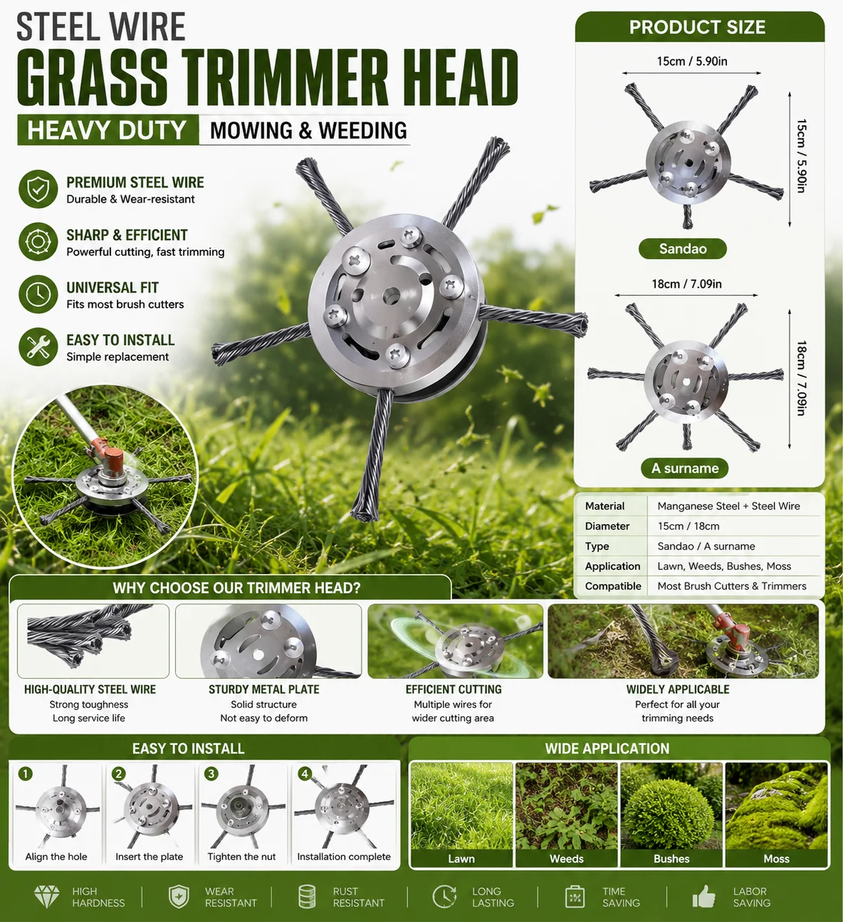Gardening Tools To Remove Weeds - Tête de débroussailleuse universelle en fil