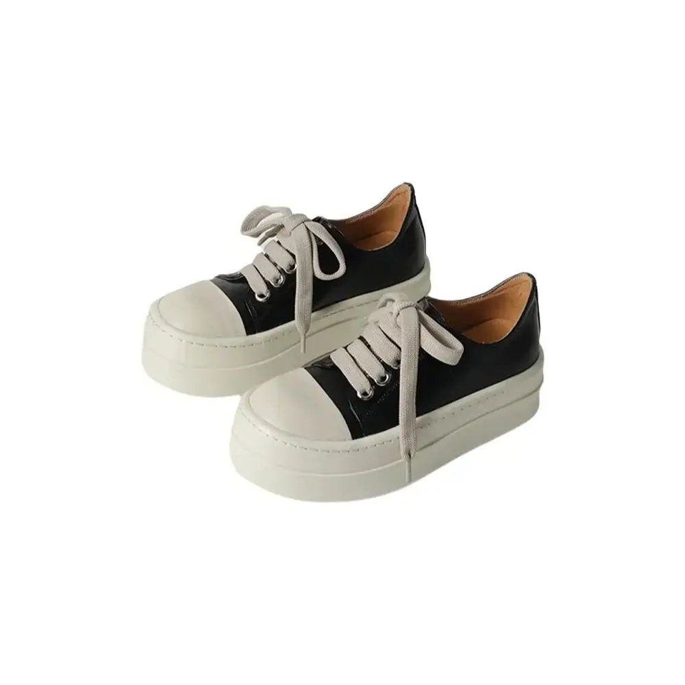 

Women Fashion Sneakers Genuine Leather 2025 New Trend Rubber Outsole Lace-Up Round Toe Thick Platform Casual Shoes