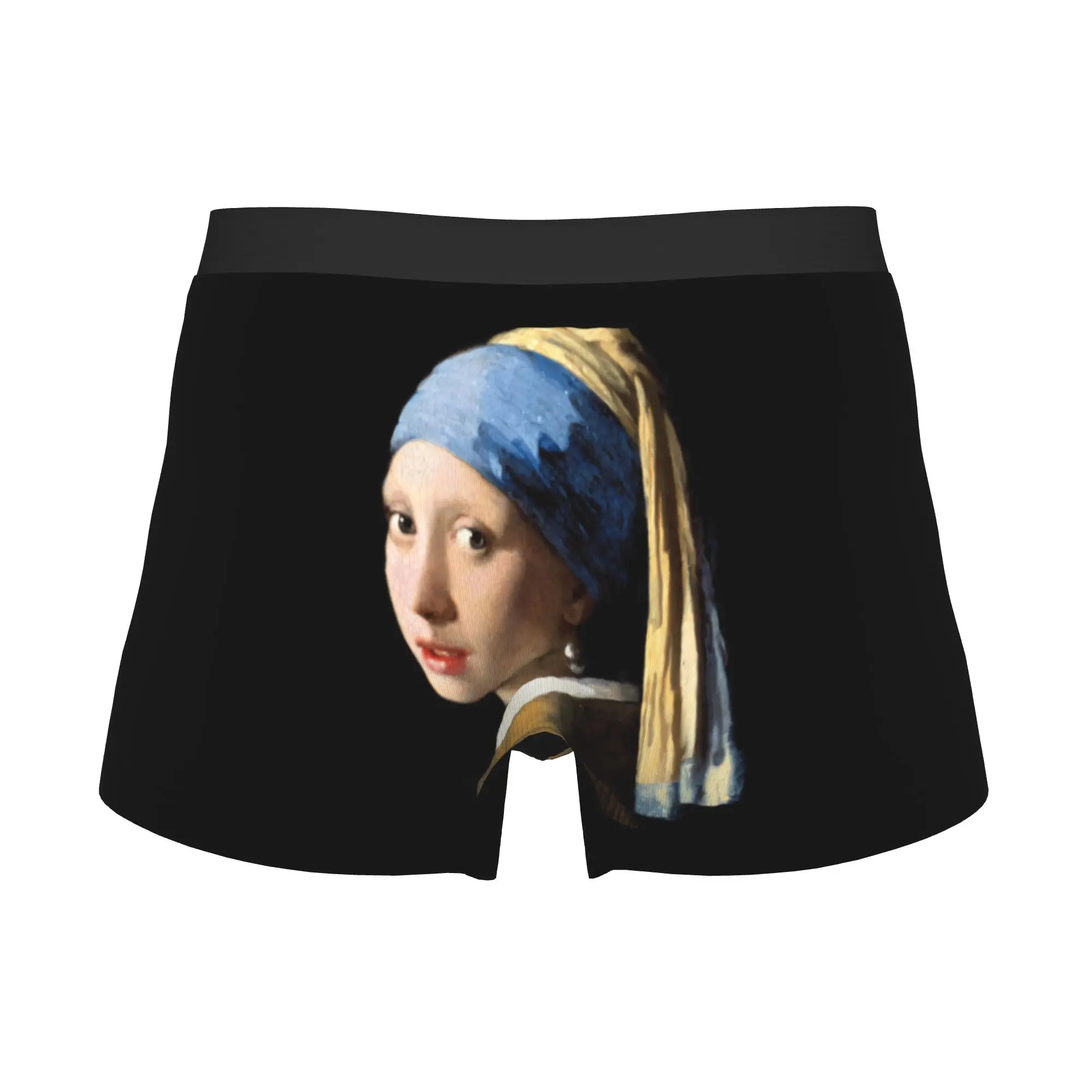 Novelty Girl With A Pearl Earring Boxers Shorts Panties Male Underpants Breathable Vincent Van Gogh Painting Briefs Underwear