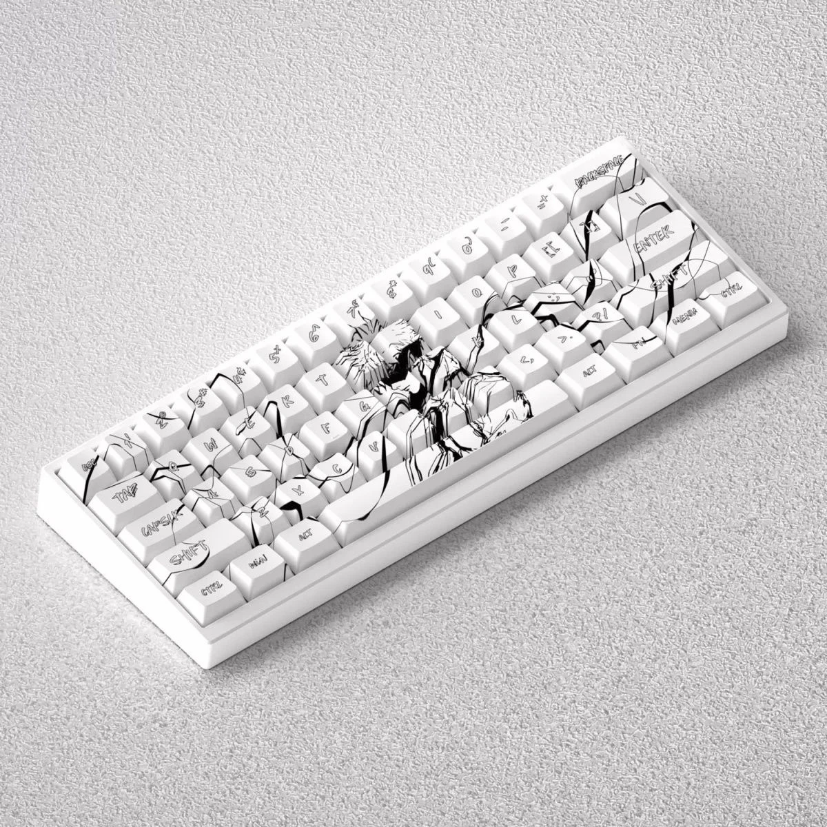 Gojo Satoru Keycap Set 73 Keys PBT Cherry Profile White 5T5 Anime Keycaps for 60 65 68 Layout Mechanical Keyboard Accessories