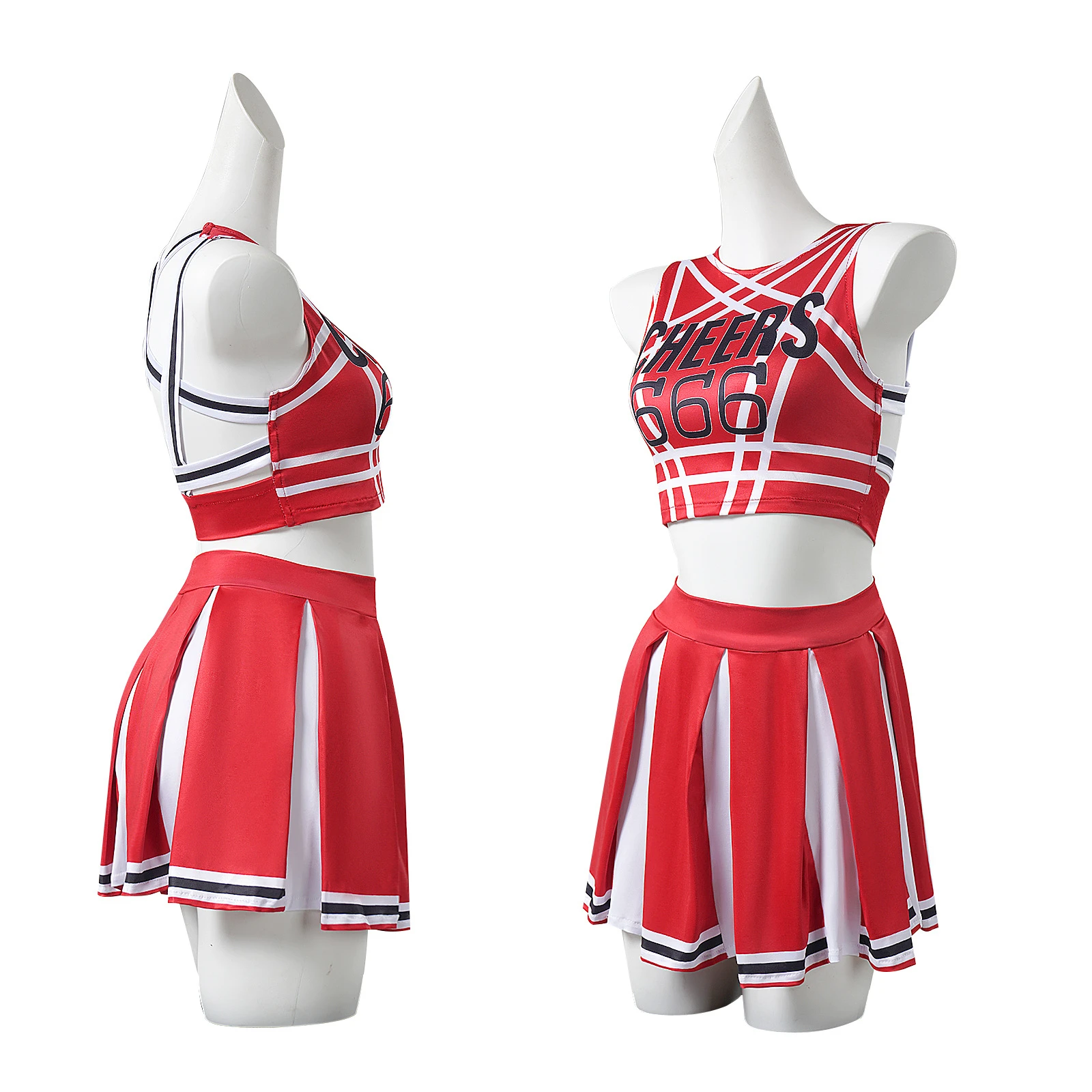 Basketball Cheerleading Uniforms Dress Cosplay Costume for Girls Women School Musical Sports Team Halloween Party Stage