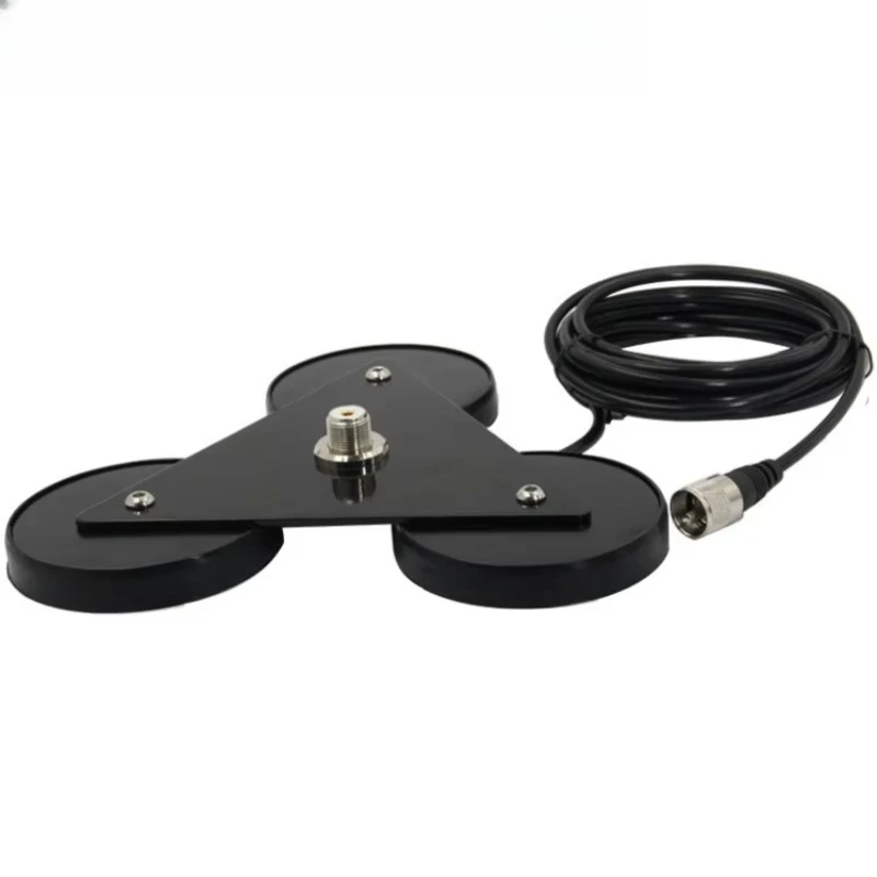 Strong Magnetic Triangle Suction Cup Vehicle Antenna Base With 5M Pure Copper Wire M‑Male Connector