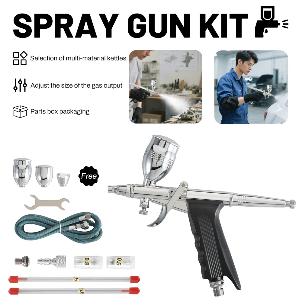 

Professional Airbrush Kit 0.3/0.5/0.8mm Nozzle Needle Accessories Suitable for Nail Art Tattoo Car Model Spray Painting