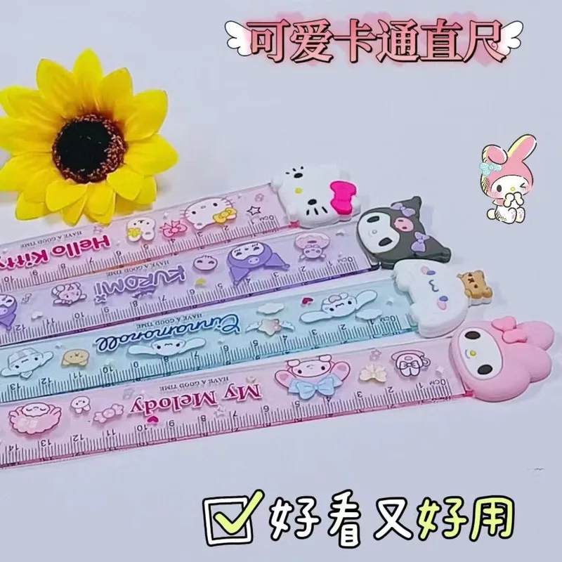 Sanrio Cute Cartoon Ruler Ins Wind Acrylic Ruler High Appearance Girl Heart Student Learning Stationeryschool Supplies Wholesale