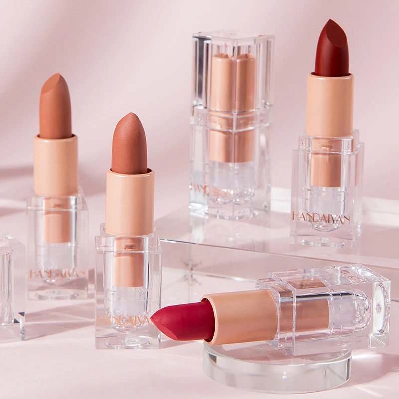 5 Color Matte Nude Lipstick Waterproof Long Lasting Non-stick Cup Lip Stick Sexy Pink Velvet Nude Lipstick Women Makeup Cosmetic