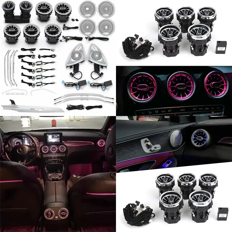for Mercedes Benz C Class W205 GLC X253 Luminous Front Turbine Car Interior Lighting Trendy Ambient Light Decoration