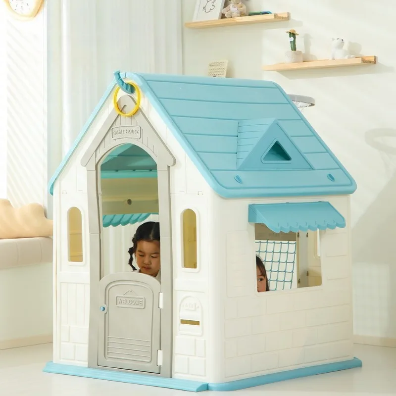 子供用おもちゃテント プラスチック製プレイハウス 室内屋外兼用 ごっこ遊びハウス ドアと窓付き 安全で安定した子供用ゲームハウス 男の子女の子向け