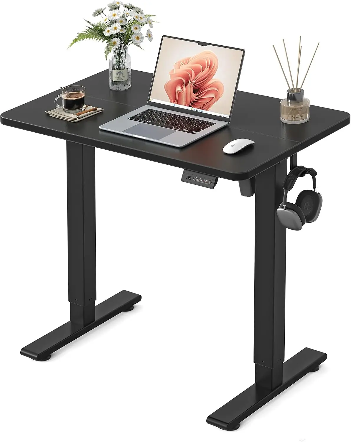 Standing Desk 32 × 19 Inch Electric Height Adjustable, Black | Sit and Stand Up Adjustable Desk, Home Office Computer Desk with 3 Customizable Memory Presets