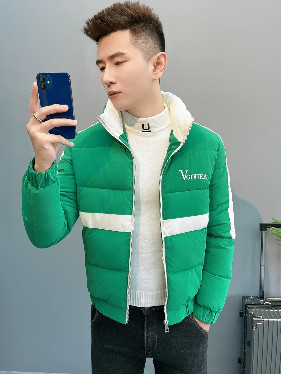 Men's Short Casual Thickened Warm Cotton Jacket Stand Collar Korean Style Fashionable Youth  Winter Clothes Polyester 