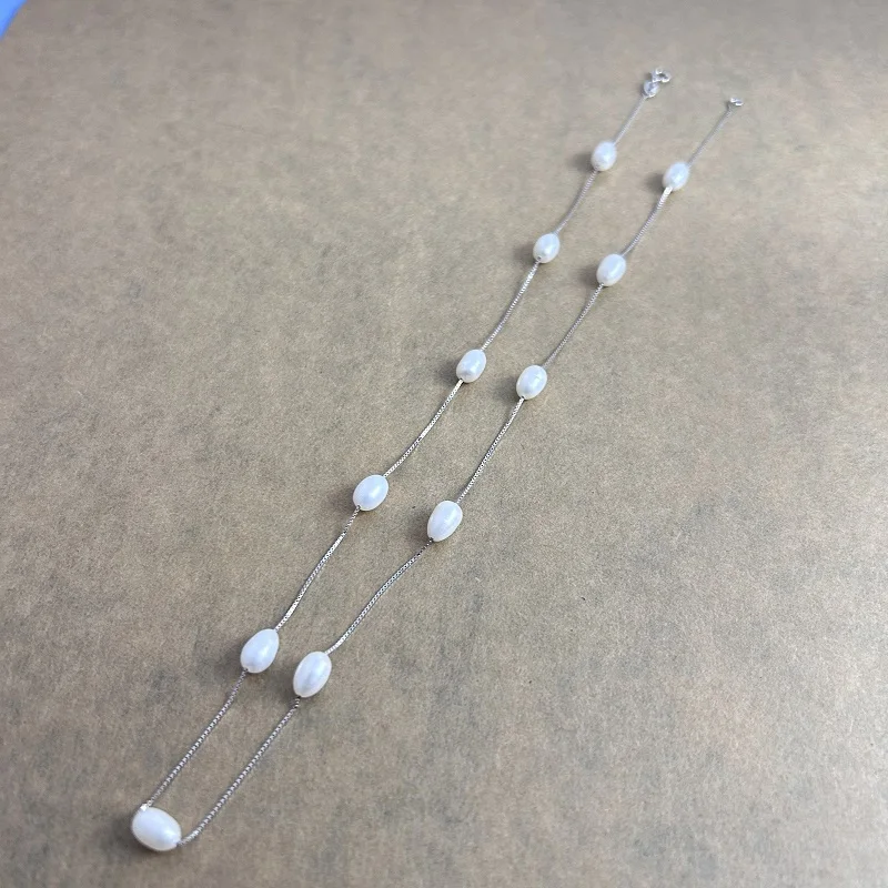 925 Sterling Silver Pearl Necklace Natural Freshwater Pearl Chains Necklaces For Women Jewelry Fashion Gift