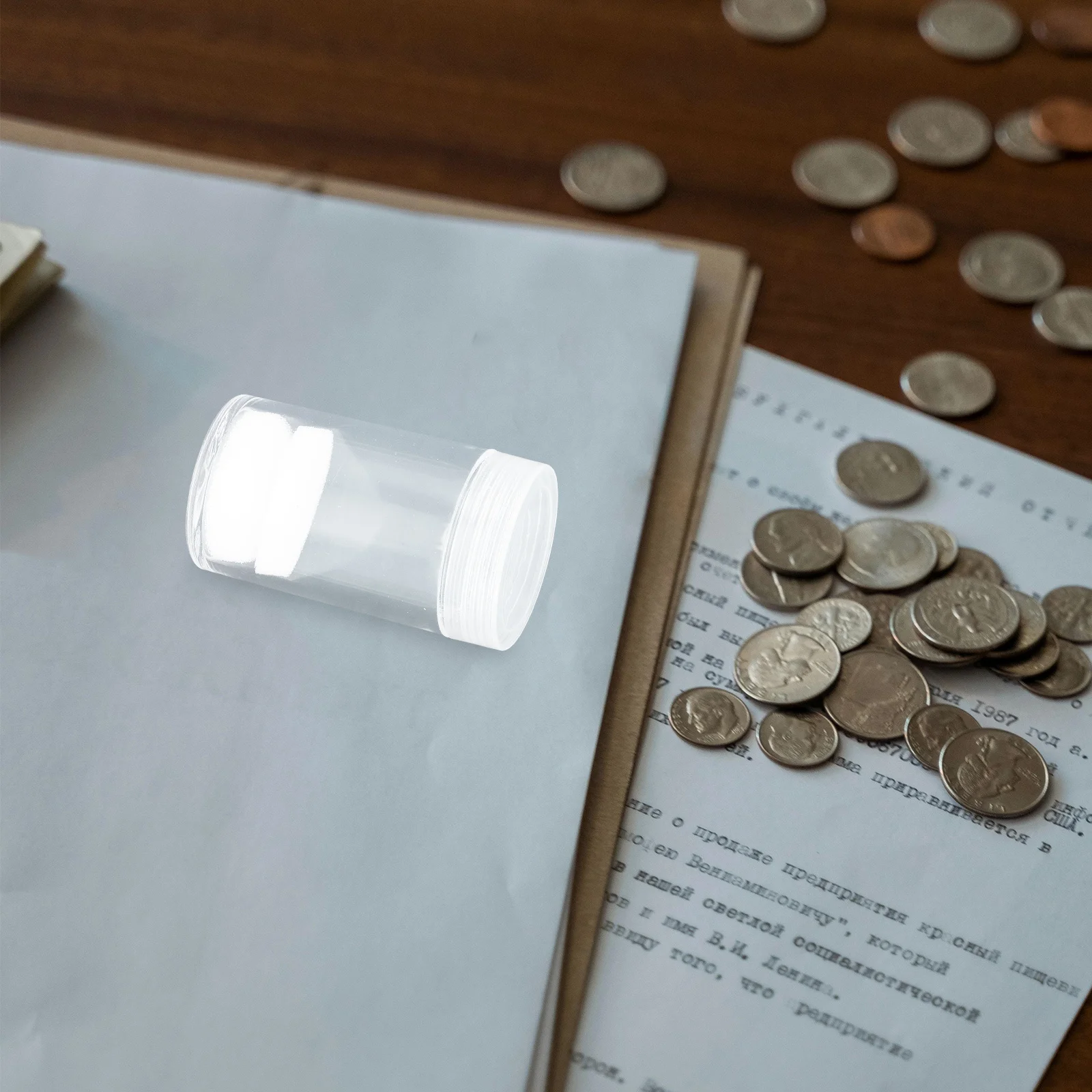 

10Pcs Coin Storage Cylinder Plastic Transparent Airtight Coin Organizer Tube Container Saver Mini Stationery Supplies Buckets